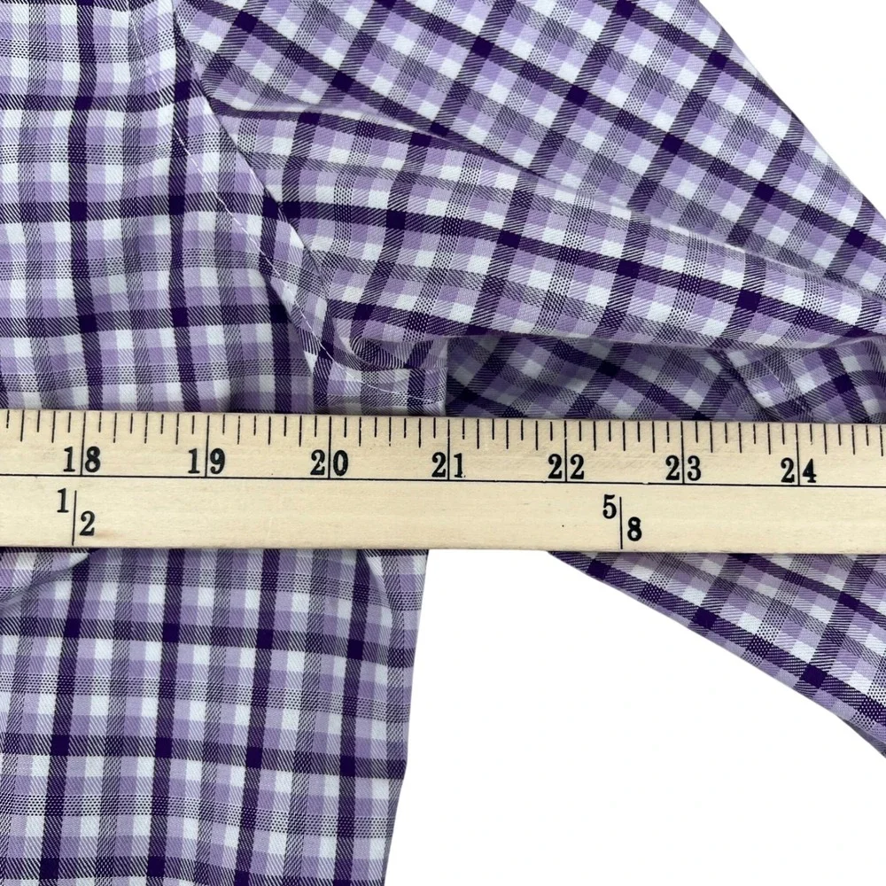 Banana Republic Non Iron Slim Fit Plaid Dress Shirt‎ Mens Medium Purple White